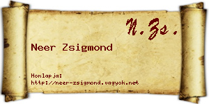 Neer Zsigmond névjegykártya
